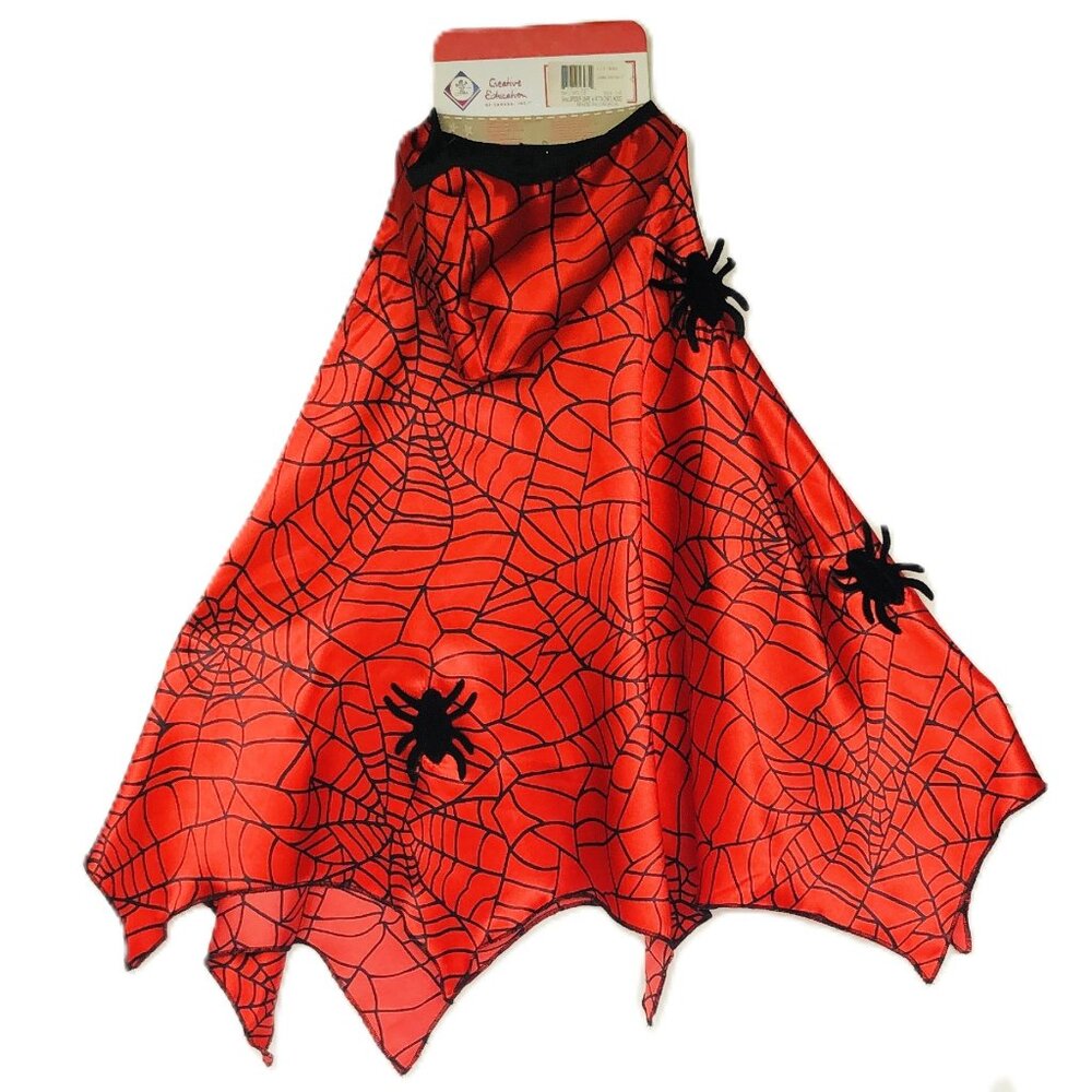 Great Pretenders Superhero Spiderman Cape w/Attached Hood Size 5-6 New w/Tag